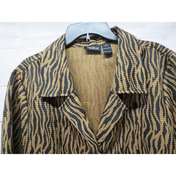 Maggie Barnes Plus Size 2x 22/24 Brown & Black Zebra Print Jacket Blazer 3/4 Sl - Picture 2 of 6